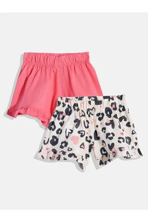 Mothercare Girls Set Of 2 Knitted Pure Cotton Shorts With Ruffles Detail