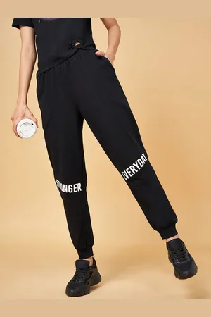 Pantaloons Women Typographic Printed Mid-Rise Cotton Joggers
