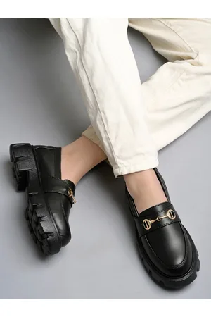 Shoetopia Girls Buckled Heeled Lightweight Horsebit Loafers