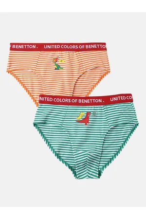 United Colors of Benetton Pink & Blue Striped Brief Panties - Pack