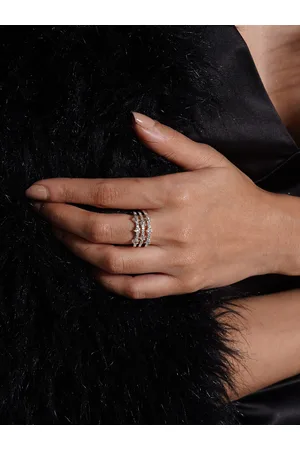 Joker & Witch Silver-Toned White Stone-Studded Adjustable Finger Ring