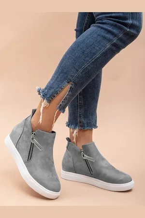 Shoetopia Girls Mid Top Suede Flatform Heel Regular Boots