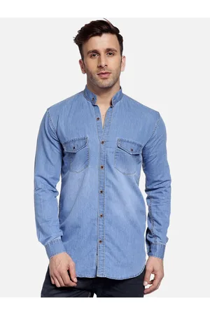 Hangup Men Blue Regular Fit Solid Casual Shirt