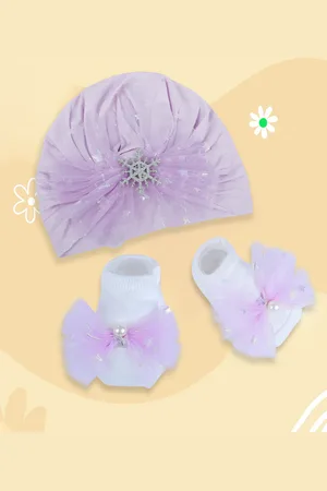 Baby Moo Kids Stone Embellished Beanie & Socks