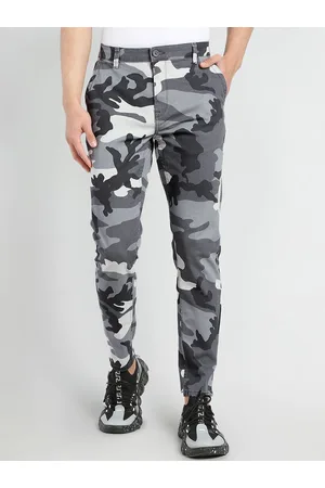 Buy Flying Machine Green  Black Camouflage Print Slim Fit Trousers   Trousers for Men 947217  Myntra