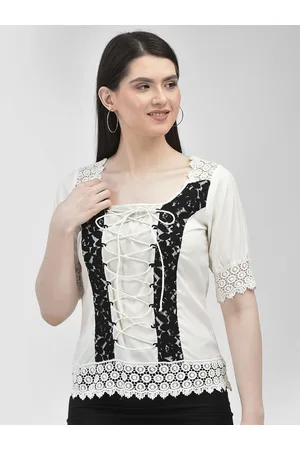 Eavan Square Neck Tie-Up Corset Crepe Fitted Top