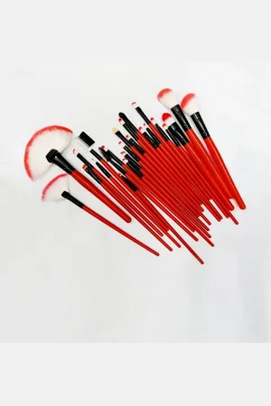 FEELHIGH 24 Pcs Soft Hair Makeup Brush Set - Red & Black
