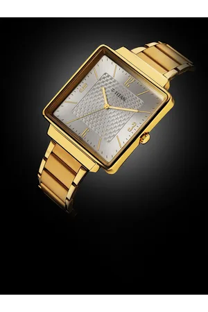 Titan Men Brass Dial & Stainless Steel Bracelet Style Straps Analogue Watch 10005YM02