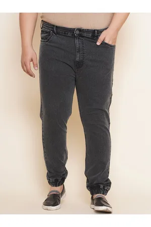 John Pride Plus Size Men Black Jogger Mid-Rise Clean Look Plus Size Jeans