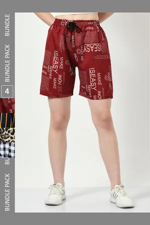 BAESD Women Pack Of 4 Printed High-Rise Regular Shorts