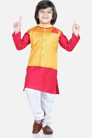 BownBee Boys Straight Pure Cotton Kurta With Pyjamas