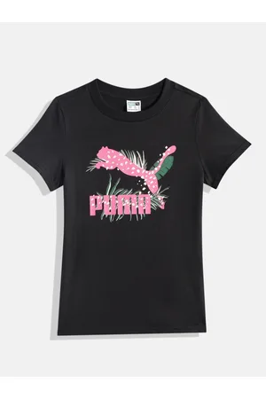 PUMA Girls CLASSICS Graphic Youth Brand Logo Print Pure Cotton T-shirt