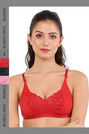 Pack of 3 Non-Padded Self-Design Cotton Bras