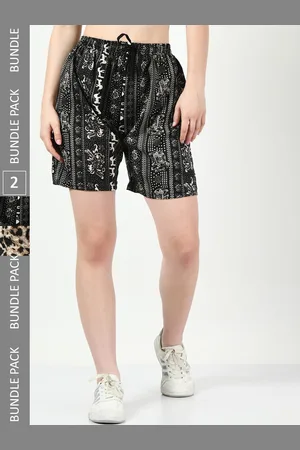 BAESD Women Pack Of 2 Printed High-Rise Regular Shorts