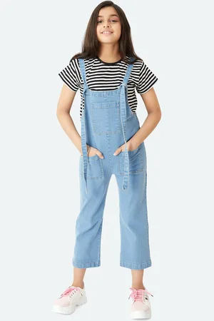 OLELÉ Girls Full Firangi Organic Cotton Denim Dungaree