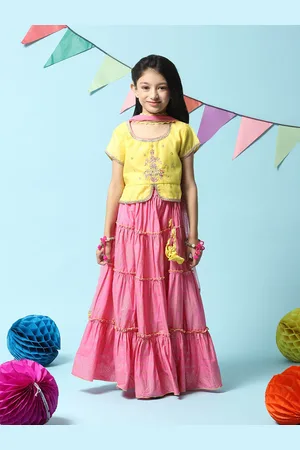 Biba Girls Embroidered Zari Gotta Patti Ready to Wear Lehenga & Blouse With Dupatta