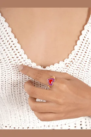 Joker & Witch Gold-Toned & Red Stone-Studded Finger Ring