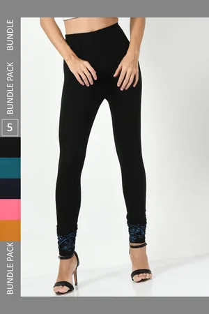 BAESD Women Pack Of 5 Slim-Fit Churidar-Length Cotton Lycra Leggings