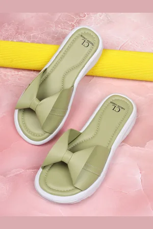 Carlton London Women Green Solid Sliders