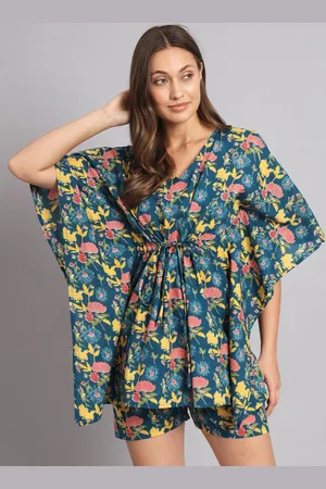 Kalini V Neck Floral Print Kaftan & Short Co-Ord Set