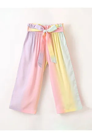 CrayonFlakes Girls Tie And Dye Belted Palazzos