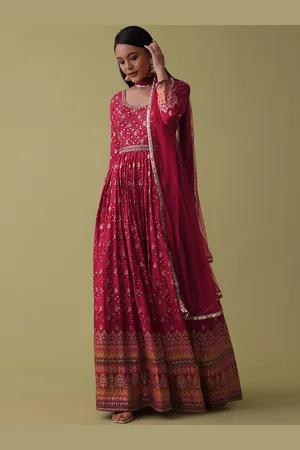 KALKI Fashion Ethnic Motifs Printed Embellished Ethnic Dress With Dupatta