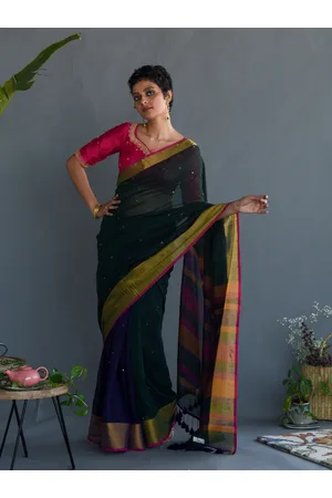 Suta Polka Dot Printed Zari Pure Cotton Saree