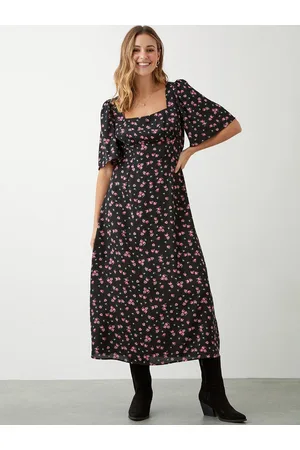 Dorothy Perkins Floral Print Flared Sleeves A-Line Midi Dress