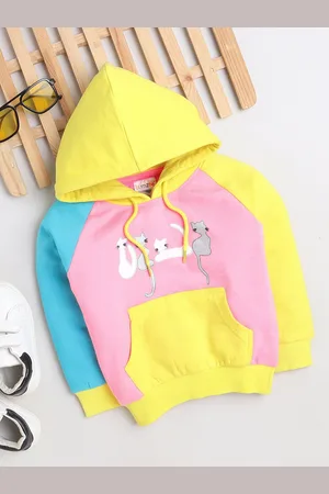 BUMZEE Infants Girls Colourblocked Hooded Cotton Sweatshirt