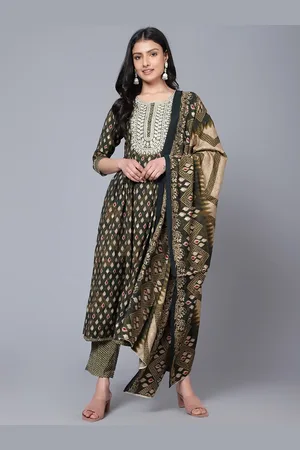 Bani Women Ethnic Motif Printed Thread Work A-Line Kurta with Trousers & Dupatta