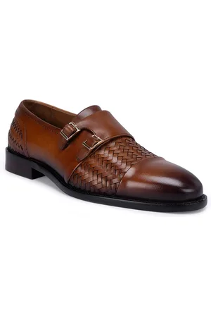 ROSSO BRUNELLO Men Textured Leather Formal Monk Shoes