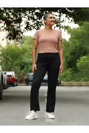 BlissClub Tailored Straight Fit High-Rise Wrinkle Free Stretchy Soft & Durable Trousers