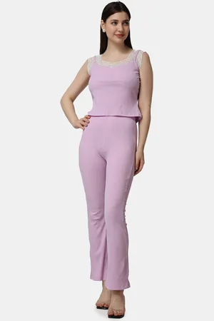 Popwings Women Ribbed Crop Top & Trouser