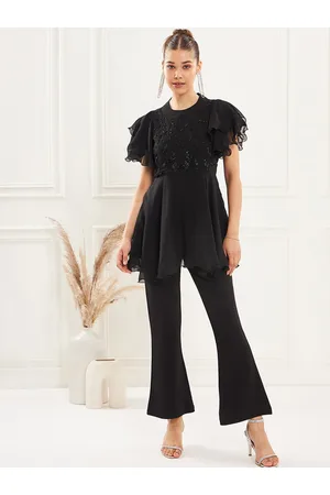 Antheaa Black Embellished Top & Trouser