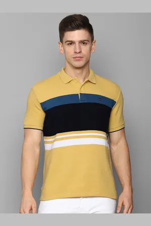 Louis Philippe Men Yellow & Black Colourblocked Polo Collar Slim Fit T-shirt