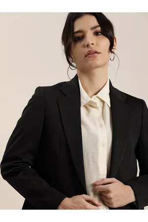 Invictus Women Black Regular Solid Fit Casual Blazer
