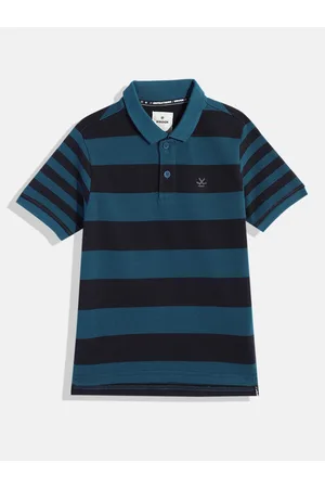 WROGN Boys Striped Polo Collar Knitted Slim Fit T-shirt