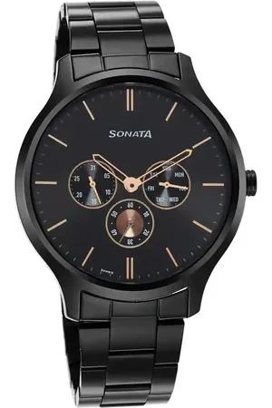Sonata Men Textured Stainless Steel Bracelet Style Straps Analogue Watch 7140NM01
