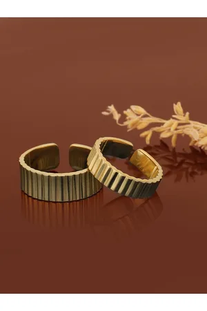 Carlton London Set Of 2 Gold-Plated Adjustable Couple Finger Rings