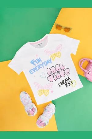 Pantaloons Girls Typography Printed Cotton T-shirt