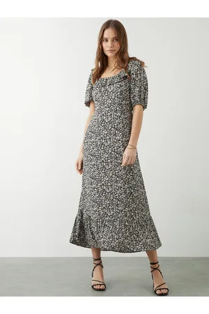 Dorothy Perkins Floral Print Puff Sleeves Ruffled Maxi Dress