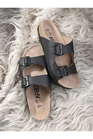 AfroJack Men Two Strap Leather Comfort Sandals With Buckles