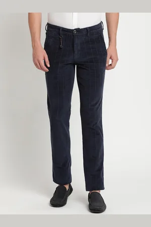 Turtle Men Navy Blue Relaxed Skinny Fit Casual Trousers