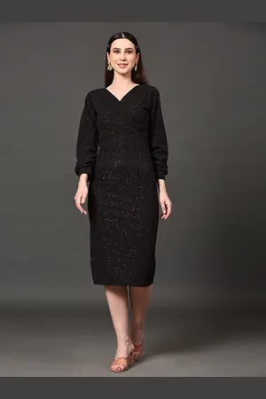 Ziva Fashion Embellished Sequinned V-Neck Bodycon Dress
