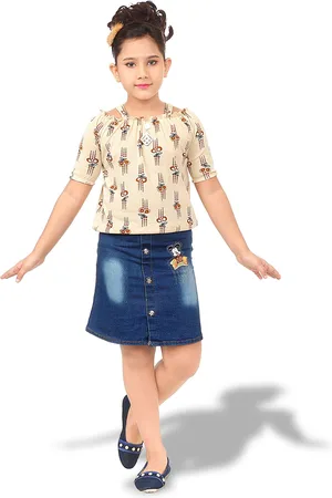 BAESD Girls Conversational Printed Top With Skirt