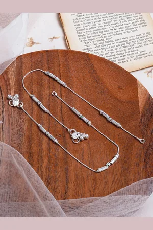 TEEJH Set Of 2 Silver-Plated Anklets