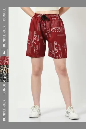 BAESD Women Pack Of 3 Printed High-Rise Regular Shorts