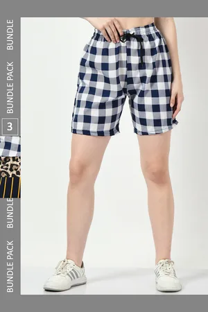 BAESD Women Pack Of 3 Checked High-Rise Regular Shorts