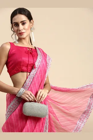 VAIRAGEE Striped Embroidered Organza Saree