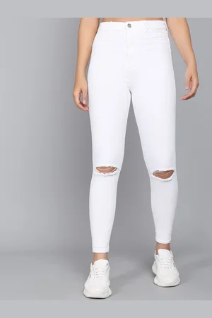 BAESD Women High-Rise Skinny Fit Slash Knee Stretchable Jeans